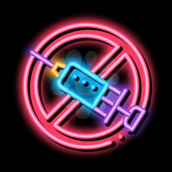 Categorical Injection Ban neon light sign vector. Glowing bright icon Categorical Injection Ban sign. transparent symbol illustration