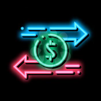 Currency Dollar Exchange neon light sign vector. Glowing bright icon Currency Dollar Exchange sign. transparent symbol illustration