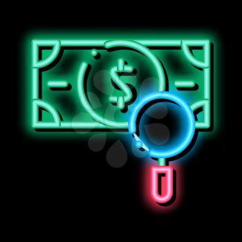 Currency Difference Search neon light sign vector. Glowing bright icon Currency Difference Search sign. transparent symbol illustration
