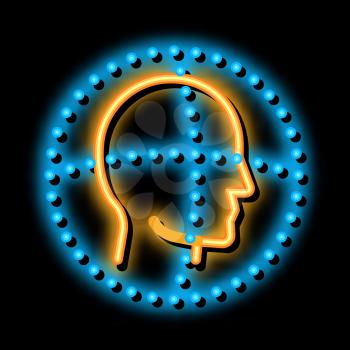 Scan Head Authentication neon light sign vector. Glowing bright icon Scan Head Authentication sign. transparent symbol illustration