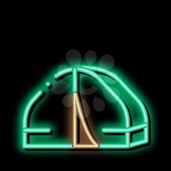 Tourist Trip Camp neon light sign vector. Glowing bright icon Tourist Trip Camp sign. transparent symbol illustration