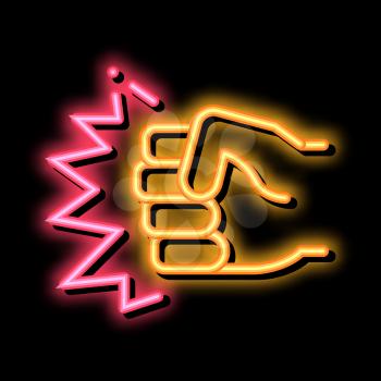 Strength Fist Punch neon light sign vector. Glowing bright icon Strength Fist Punch sign. transparent symbol illustration