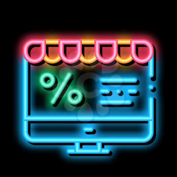 Computer Percent Mail neon light sign vector. Glowing bright icon Computer Percent Mail sign. transparent symbol illustration
