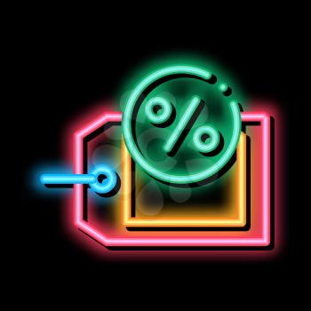 Interest Label Tag neon light sign vector. Glowing bright icon Interest Label Tag sign. transparent symbol illustration