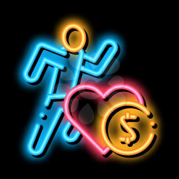 Athlete Health for Money neon light sign vector. Glowing bright icon Athlete Health for Money sign. transparent symbol illustration