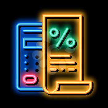 Check with Mathematical Interest Calculations neon light sign vector. Glowing bright icon Check with Mathematical Interest Calculations sign. transparent symbol illustration