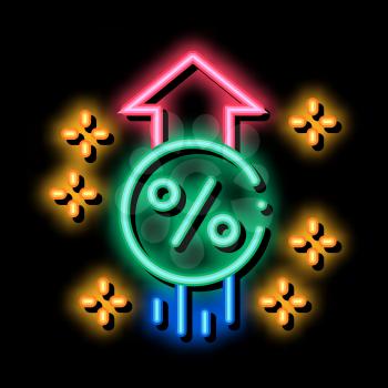 Interest Increase Rise Up neon light sign vector. Glowing bright icon Interest Increase Rise Up sign. transparent symbol illustration