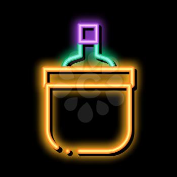 Drink Bottle in Cooling Bucket neon light sign vector. Glowing bright icon Drink Bottle in Cooling Bucket sign. transparent symbol illustration