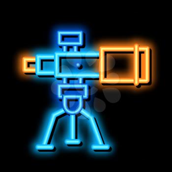 Telescope Equipment neon light sign vector. Glowing bright icon Telescope Equipment sign. transparent symbol illustration