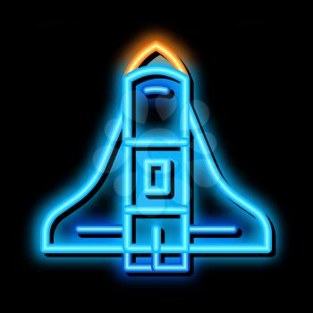 Space Shuttle Spaceship neon light sign vector. Glowing bright icon Space Shuttle Spaceship sign. transparent symbol illustration