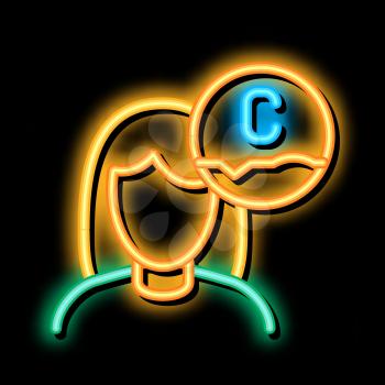 Woman And Ascorbic Acid neon light sign vector. Glowing bright icon Woman And Ascorbic Acid sign. transparent symbol illustration