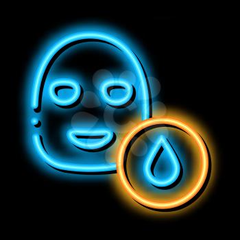 Facial Mask Water Drop neon light sign vector. Glowing bright icon Facial Mask Water Drop sign. transparent symbol illustration
