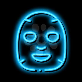 Facial Mask Skin Protect neon light sign vector. Glowing bright icon Facial Mask Skin Protect sign. transparent symbol illustration
