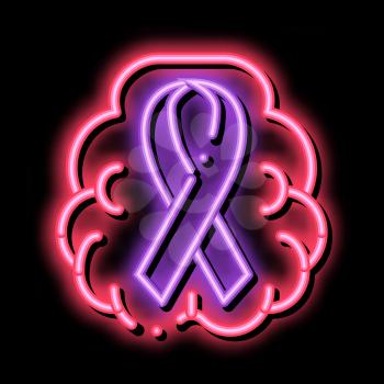 Brain And Health Ribbon neon light sign vector. Glowing bright icon Brain And Health Ribbon sign. transparent symbol illustration