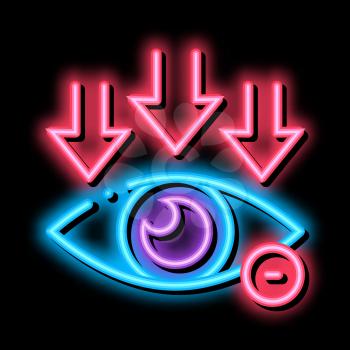 Eye And Arrows Eyesight neon light sign vector. Glowing bright icon Eye And Arrows Eyesight sign. transparent symbol illustration