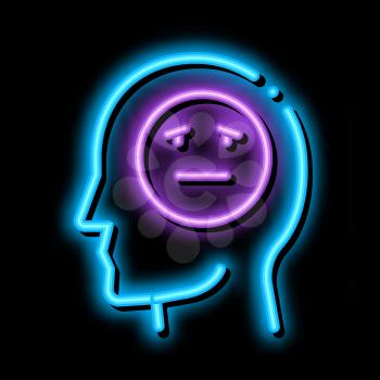 Man Melancholy Smiley neon light sign vector. Glowing bright icon Man Melancholy Smiley sign. transparent symbol illustration