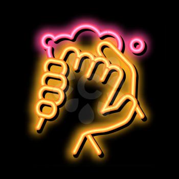Hands Washing With Soap neon light sign vector. Glowing bright icon Hands Washing With Soap sign. transparent symbol illustration