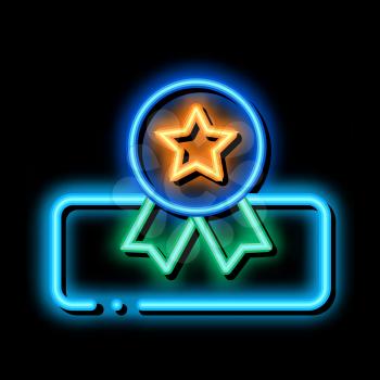 Mattress Star Medal neon light sign vector. Glowing bright icon Mattress Star Medal sign. transparent symbol illustration