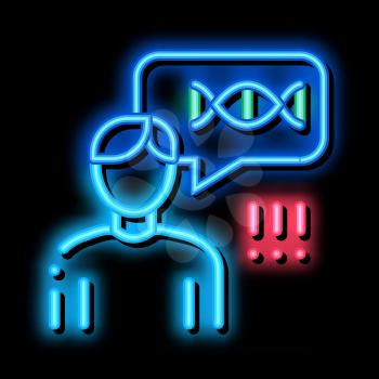 Man Genetic Molecule neon light sign vector. Glowing bright icon Man Genetic Molecule sign. transparent symbol illustration