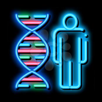 Human And Molecule Dna neon light sign vector. Glowing bright icon Human And Molecule Dna sign. transparent symbol illustration