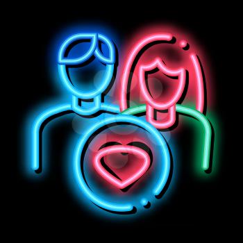 Man And Girl And Heart neon light sign vector. Glowing bright icon Man And Girl And Heart sign. transparent symbol illustration