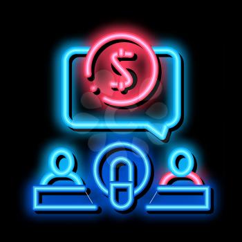 Hosts Microphone Dollar neon light sign vector. Glowing bright icon Hosts Microphone Dollar sign. transparent symbol illustration