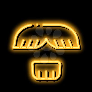 Face Mustache Chin Hair neon light sign vector. Glowing bright icon Face Mustache Chin Hair sign. transparent symbol illustration