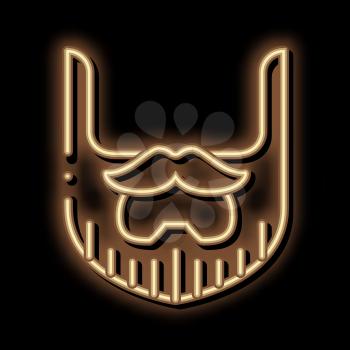 Beard Mustache Whisker neon light sign vector. Glowing bright icon Beard Mustache Whisker sign. transparent symbol illustration