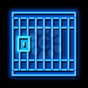 Police Prison Bar Gate neon light sign vector. Glowing bright icon Police Prison Bar Gate sign. transparent symbol illustration