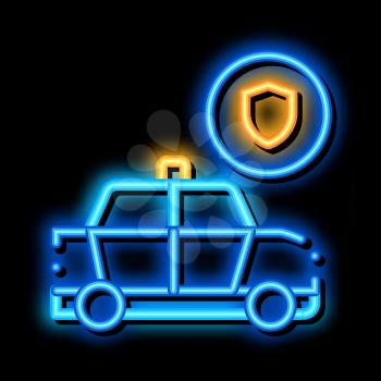 Police Car Machine neon light sign vector. Glowing bright icon Police Car Machine sign. transparent symbol illustration