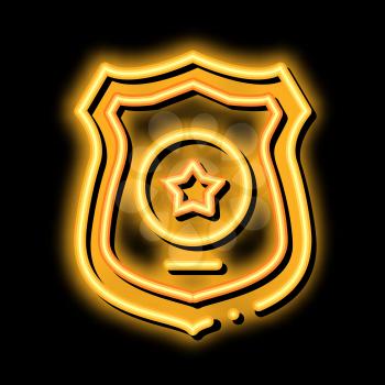 Police Officer Badge neon light sign vector. Glowing bright icon Police Officer Badge sign. transparent symbol illustration