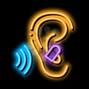 Ear Plug For Sleeping neon light sign vector. Glowing bright icon Ear Plug For Sleeping sign. transparent symbol illustration