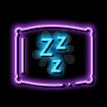 Cozy Pillow For Sleeping neon light sign vector. Glowing bright icon Cozy Pillow For Sleeping sign. transparent symbol illustration