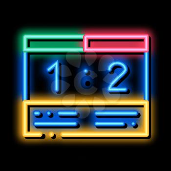 Soccer Scoreboard neon light sign vector. Glowing bright icon Soccer Scoreboard sign. transparent symbol illustration