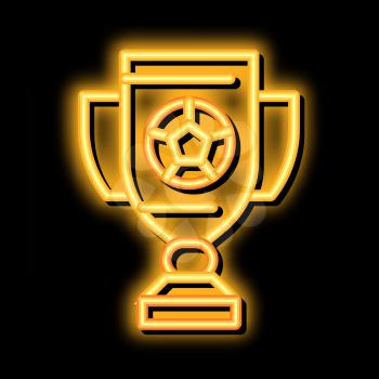 Football Champion Cup neon light sign vector. Glowing bright icon Football Champion Cup sign. transparent symbol illustration