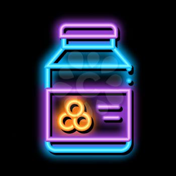 Jar With Caviar neon light sign vector. Glowing bright icon Jar With Caviar sign. transparent symbol illustration