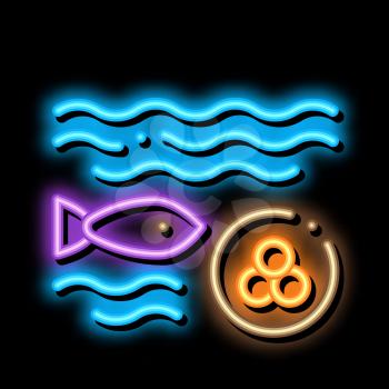 Fish Lays Caviar neon light sign vector. Glowing bright icon Fish Lays Caviar sign. transparent symbol illustration