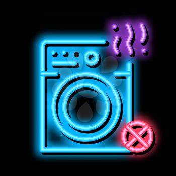 Broken Washer neon light sign vector. Glowing bright icon Broken Washer sign. transparent symbol illustration