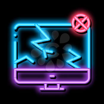 Wrecked Screen neon light sign vector. Glowing bright icon Wrecked Screen sign. transparent symbol illustration