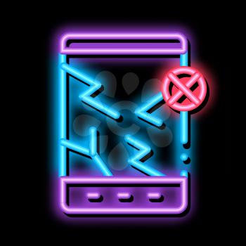 Wrecked Tablet neon light sign vector. Glowing bright icon Wrecked Tablet sign. transparent symbol illustration