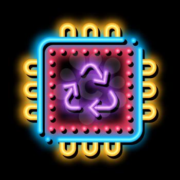 Recycle Processor neon light sign vector. Glowing bright icon Recycle Processor sign. transparent symbol illustration
