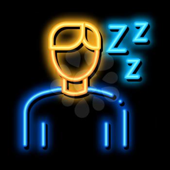 Drowsiness Man neon light sign vector. Glowing bright icon Drowsiness Man sign. transparent symbol illustration