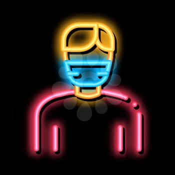 Man Facial Mask neon light sign vector. Glowing bright icon Man Facial Mask sign. transparent symbol illustration