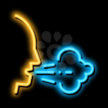 Human Coughing neon light sign vector. Glowing bright icon Human Coughing sign. transparent symbol illustration