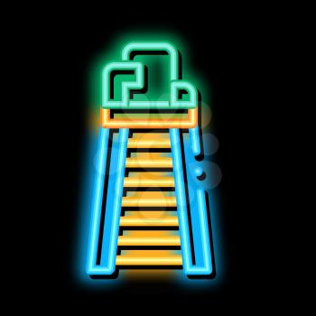 Judge Tower Chair neon light sign vector. Glowing bright icon Judge Tower Chair sign. transparent symbol illustration