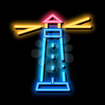 Lighthouse Beacon neon light sign vector. Glowing bright icon Lighthouse Beacon sign. transparent symbol illustration