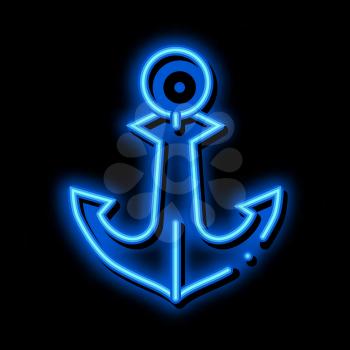 Boat Anchor neon light sign vector. Glowing bright icon Boat Anchor sign. transparent symbol illustration