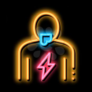 Lightning On Body neon light sign vector. Glowing bright icon Lightning On Body sign. transparent symbol illustration