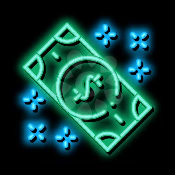Money Banknote neon light sign vector. Glowing bright icon Money Banknote sign. transparent symbol illustration