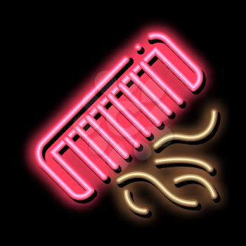 Comb Lost Hair neon light sign vector. Glowing bright icon Comb Lost Hair sign. transparent symbol illustration